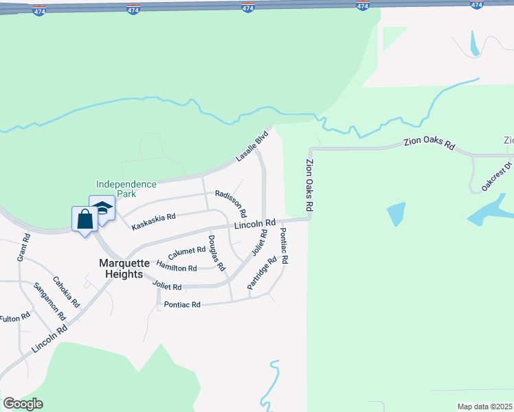 map of restaurants, bars, coffee shops, grocery stores, and more near 1305 Lincoln Road in Marquette Heights