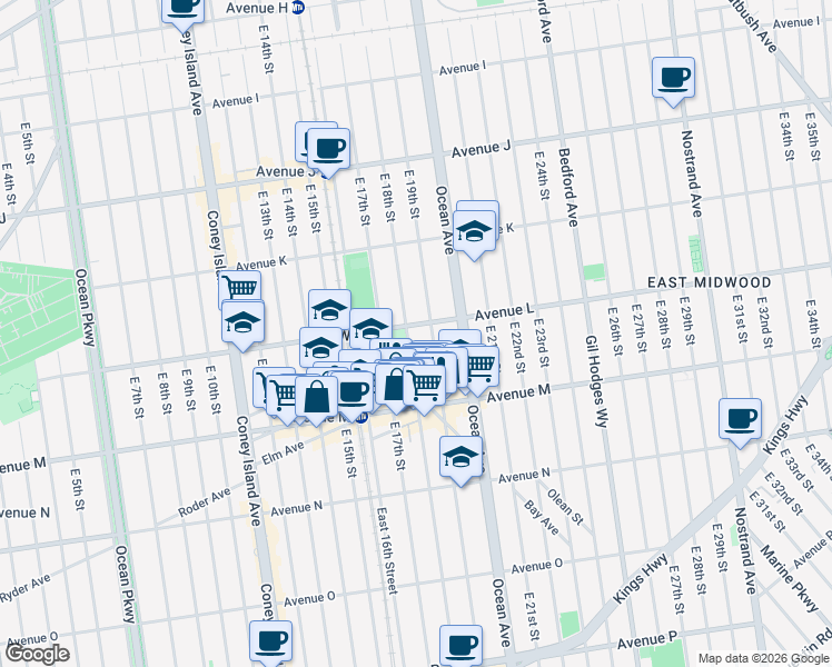 map of restaurants, bars, coffee shops, grocery stores, and more near in Brooklyn