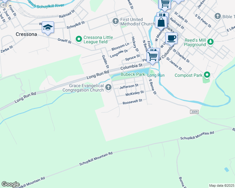 map of restaurants, bars, coffee shops, grocery stores, and more near 212 McKinley Street in Schuylkill Haven