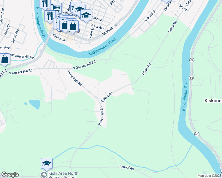 map of restaurants, bars, coffee shops, grocery stores, and more near 154 Lillian Road in Leechburg