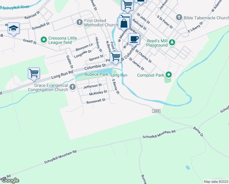 map of restaurants, bars, coffee shops, grocery stores, and more near 64 McKinley Street in Schuylkill Haven