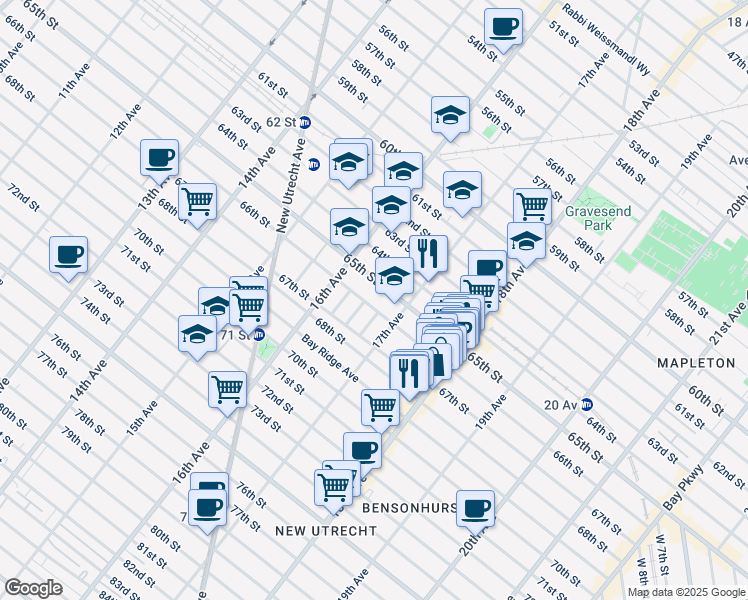 map of restaurants, bars, coffee shops, grocery stores, and more near in Brooklyn