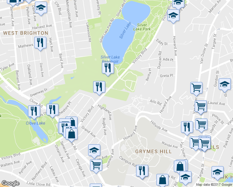map of restaurants, bars, coffee shops, grocery stores, and more near 926 Victory Boulevard in Staten Island