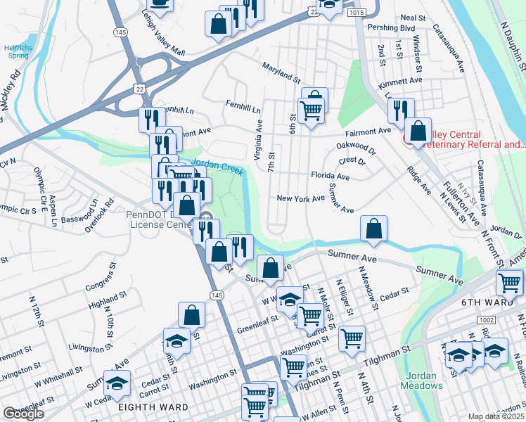 map of restaurants, bars, coffee shops, grocery stores, and more near 104 7th Street in Fullerton