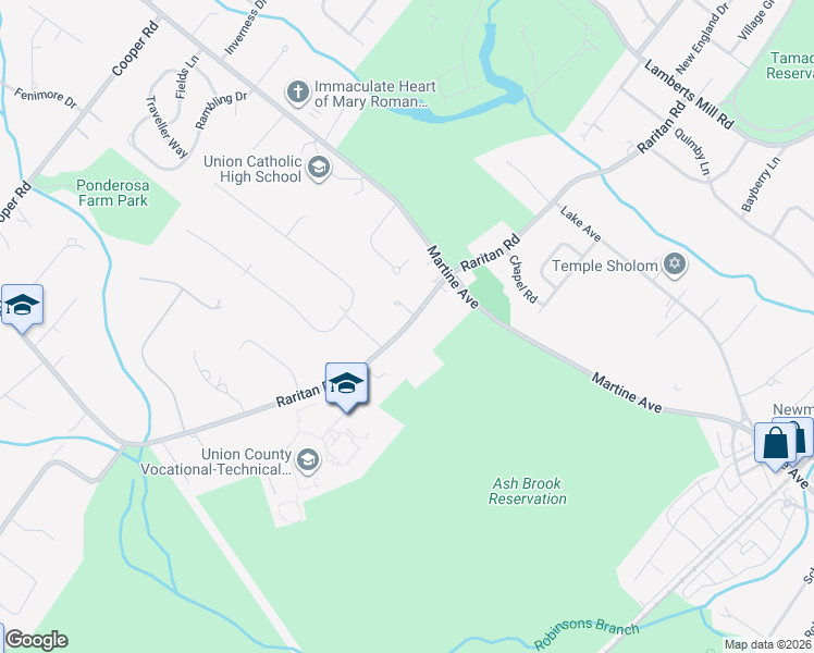 map of restaurants, bars, coffee shops, grocery stores, and more near 1817 North Gate Road in Scotch Plains