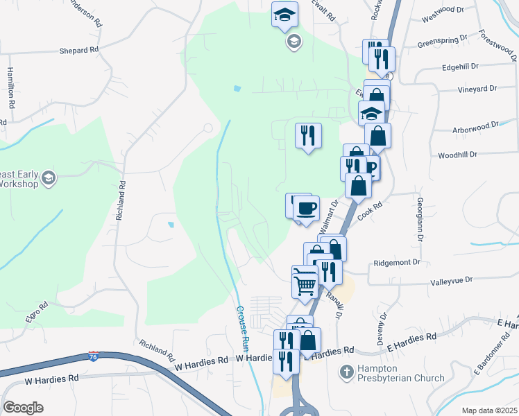 map of restaurants, bars, coffee shops, grocery stores, and more near 5344 Chaucer Circle in Gibsonia