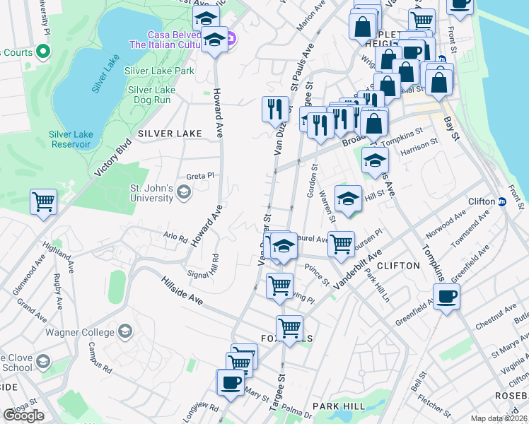 map of restaurants, bars, coffee shops, grocery stores, and more near 30 Maxie Court in Staten Island