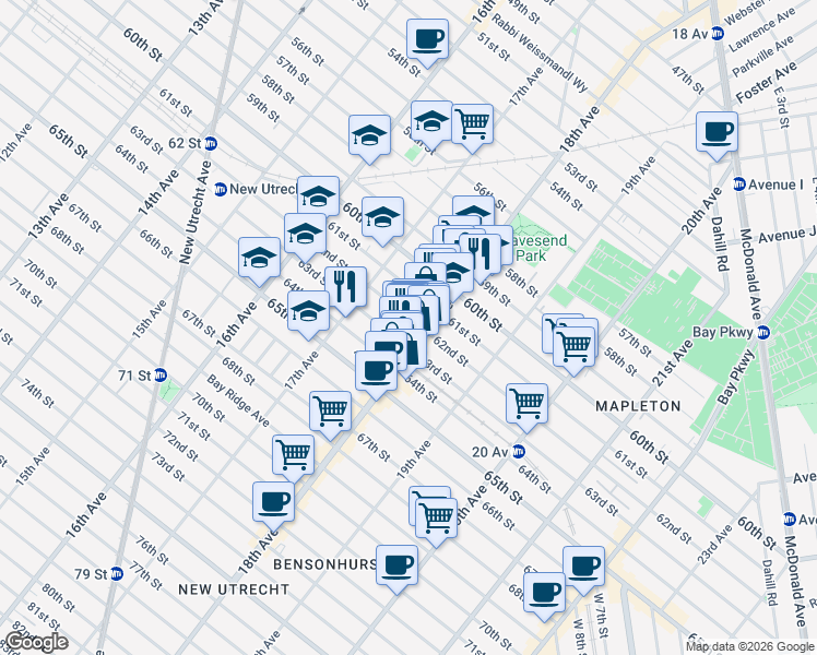 map of restaurants, bars, coffee shops, grocery stores, and more near in Brooklyn