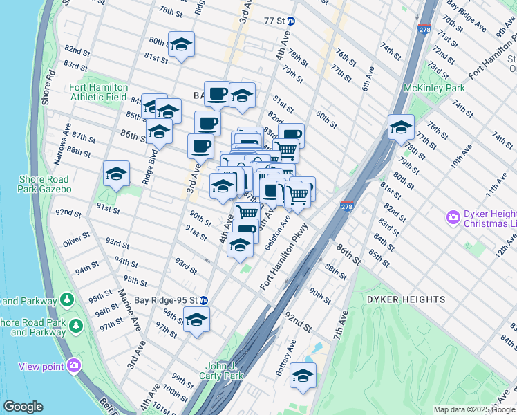 map of restaurants, bars, coffee shops, grocery stores, and more near in Brooklyn