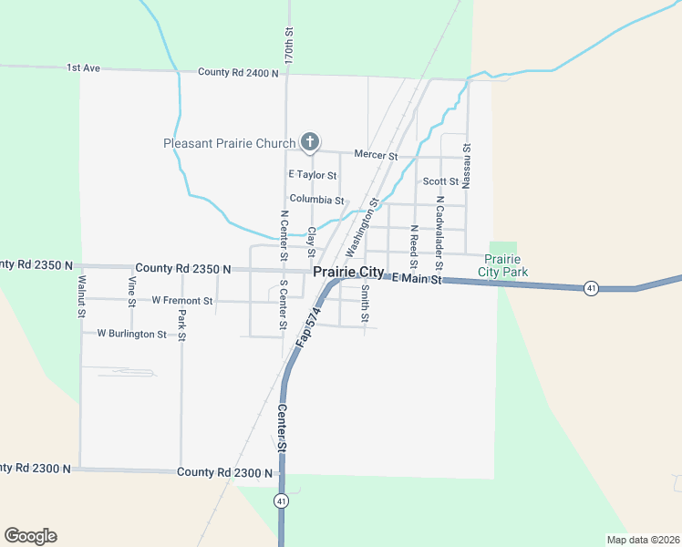 map of restaurants, bars, coffee shops, grocery stores, and more near County Highway 21 in Prairie City
