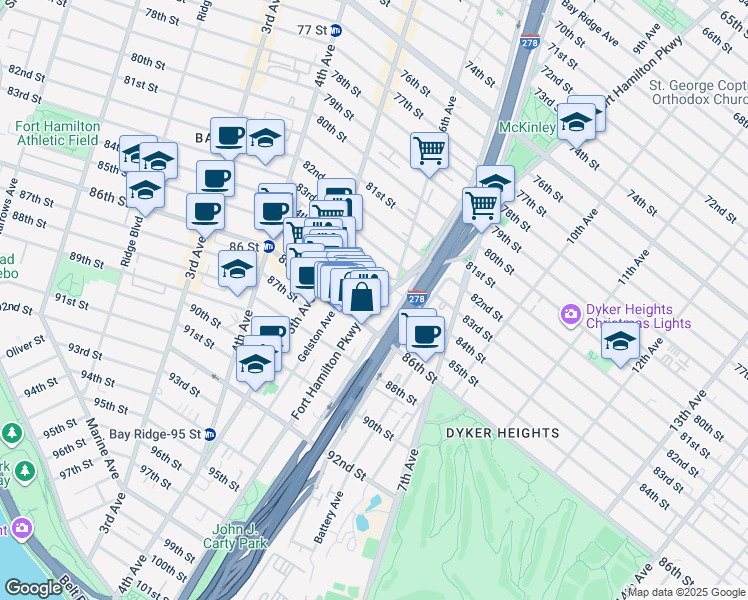 map of restaurants, bars, coffee shops, grocery stores, and more near in Brooklyn