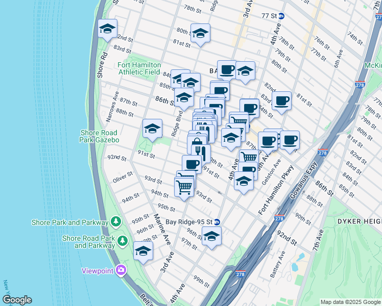 map of restaurants, bars, coffee shops, grocery stores, and more near in Brooklyn