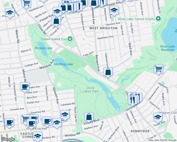 map of restaurants, bars, coffee shops, grocery stores, and more near 918 Clove Road in Staten Island