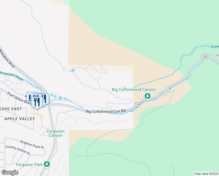 map of restaurants, bars, coffee shops, grocery stores, and more near 4141 East Canyon Estate Drive in Cottonwood Heights