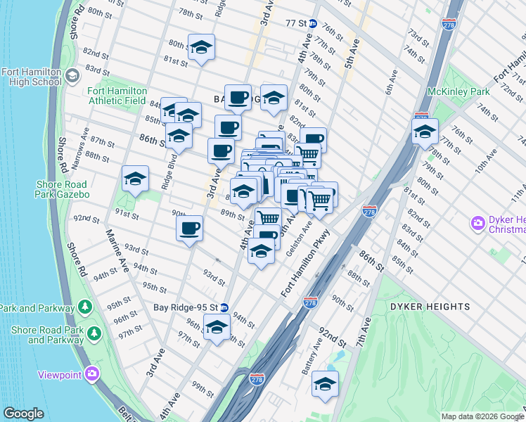 map of restaurants, bars, coffee shops, grocery stores, and more near in Brooklyn