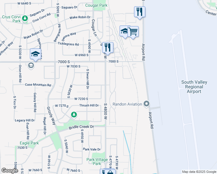 map of restaurants, bars, coffee shops, grocery stores, and more near 1148 Shayn Hill Drive in West Jordan