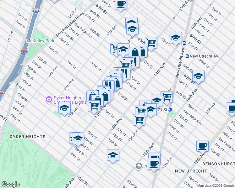 map of restaurants, bars, coffee shops, grocery stores, and more near in Brooklyn