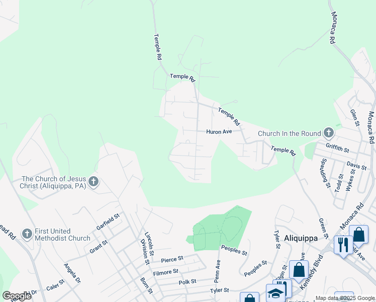 map of restaurants, bars, coffee shops, grocery stores, and more near 58 Glenwood Street in Aliquippa