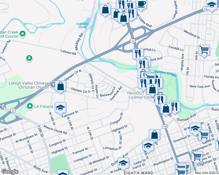 map of restaurants, bars, coffee shops, grocery stores, and more near 1296 Forest Road in Fullerton