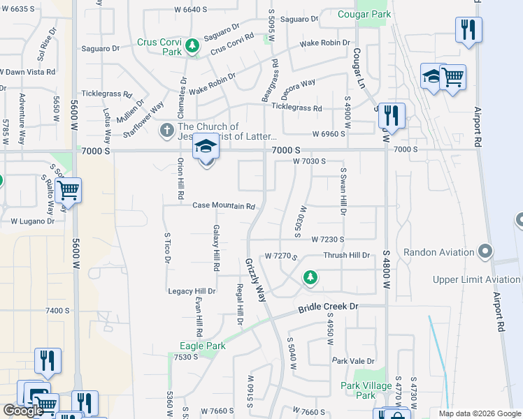 map of restaurants, bars, coffee shops, grocery stores, and more near 8014 South 7320 West in West Jordan
