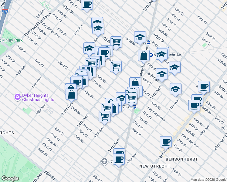 map of restaurants, bars, coffee shops, grocery stores, and more near in Brooklyn