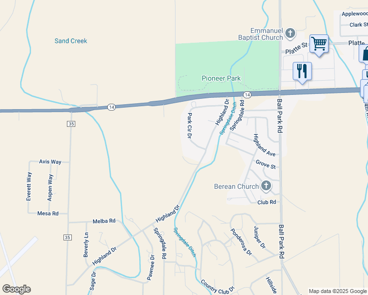 map of restaurants, bars, coffee shops, grocery stores, and more near 428 Park Circle Drive in Sterling