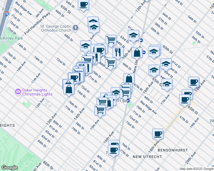 map of restaurants, bars, coffee shops, grocery stores, and more near in Brooklyn