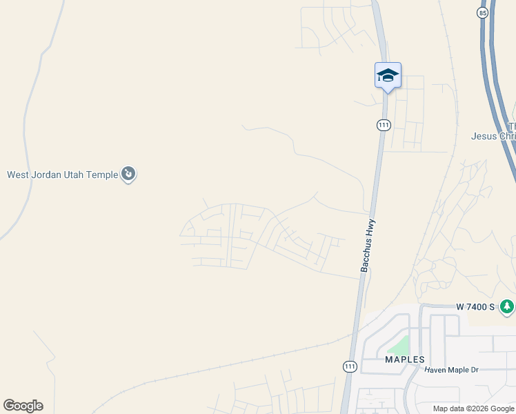 map of restaurants, bars, coffee shops, grocery stores, and more near West Hidden Hills Way in West Jordan