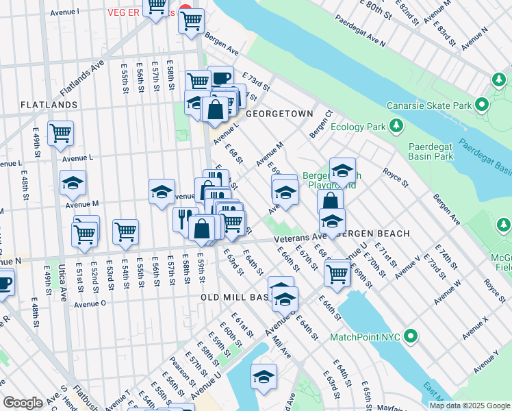 map of restaurants, bars, coffee shops, grocery stores, and more near in Brooklyn