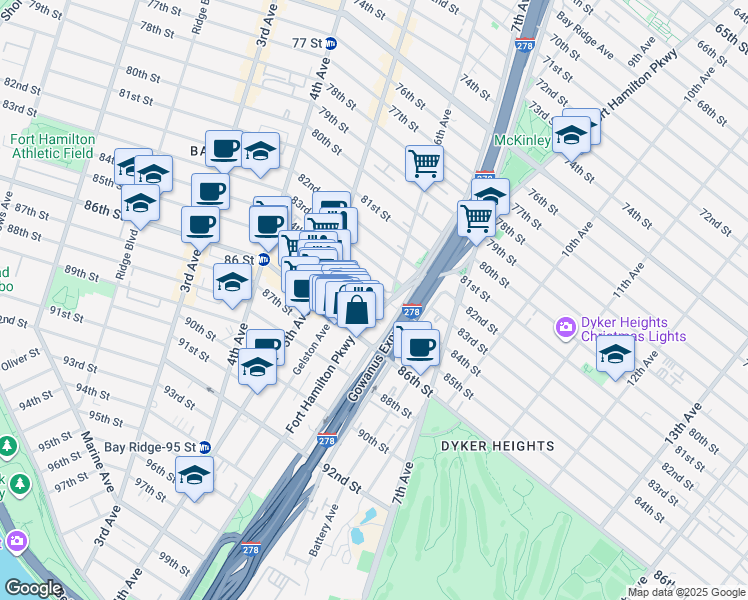map of restaurants, bars, coffee shops, grocery stores, and more near in Brooklyn