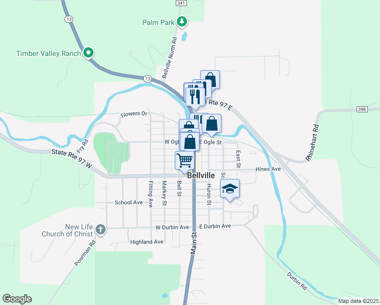 map of restaurants, bars, coffee shops, grocery stores, and more near 88 Main Street in Bellville