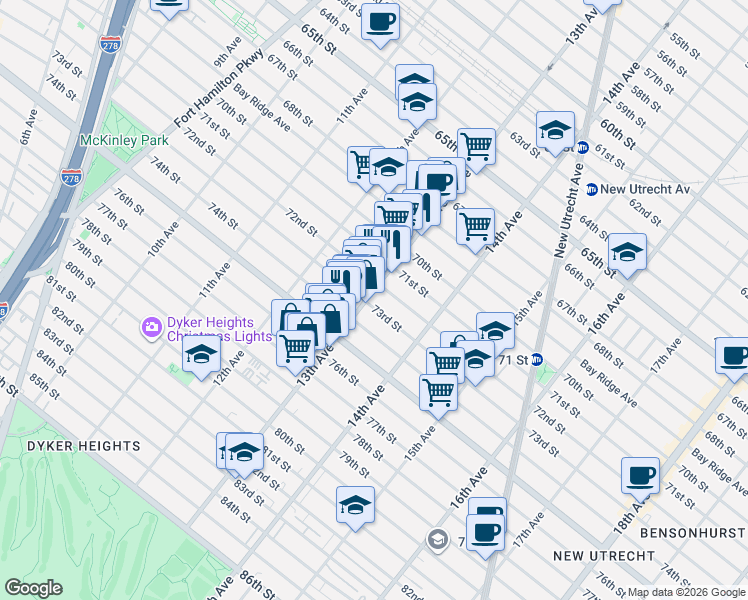 map of restaurants, bars, coffee shops, grocery stores, and more near in Brooklyn