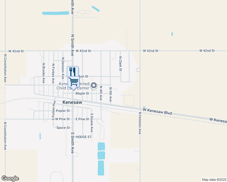 map of restaurants, bars, coffee shops, grocery stores, and more near 110 North 5th Avenue in Kenesaw