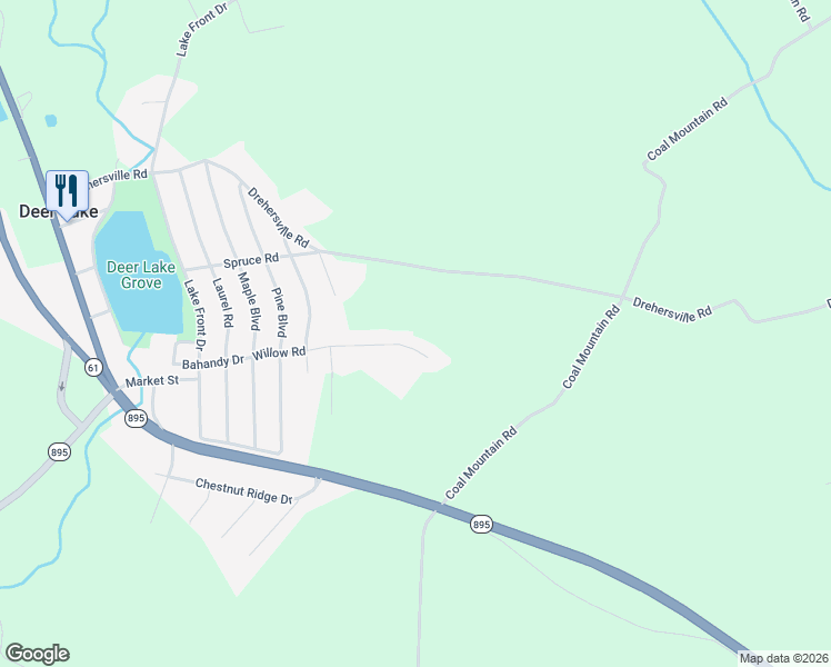 map of restaurants, bars, coffee shops, grocery stores, and more near 633 Willow Road in Orwigsburg