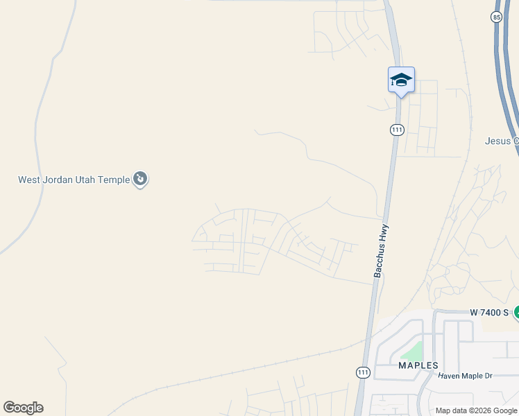 map of restaurants, bars, coffee shops, grocery stores, and more near 7146 West Hidden Hills Way in West Jordan