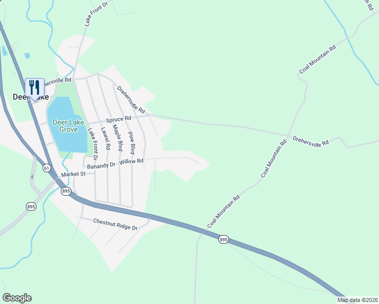 map of restaurants, bars, coffee shops, grocery stores, and more near 633 Willow Road in Orwigsburg