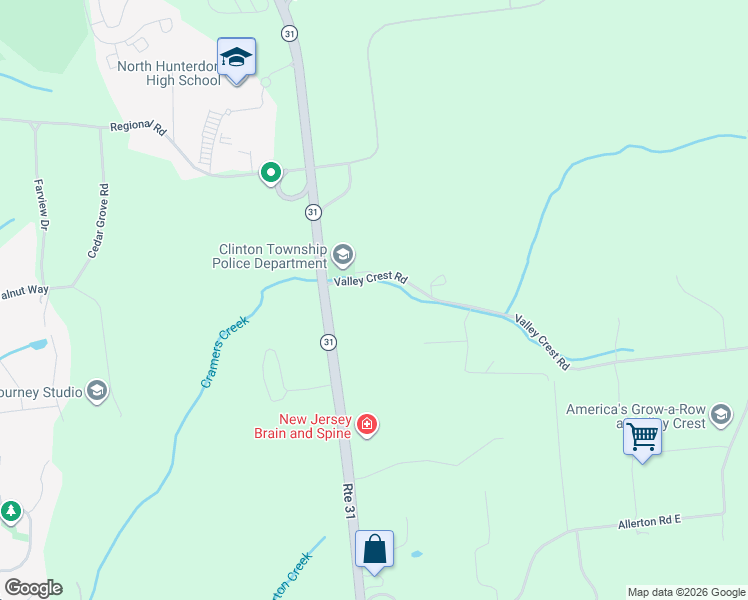 map of restaurants, bars, coffee shops, grocery stores, and more near 76 Valley Crest Road in Clinton Township