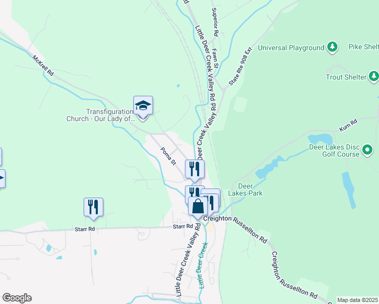 map of restaurants, bars, coffee shops, grocery stores, and more near 40 McKrell Road in Russellton