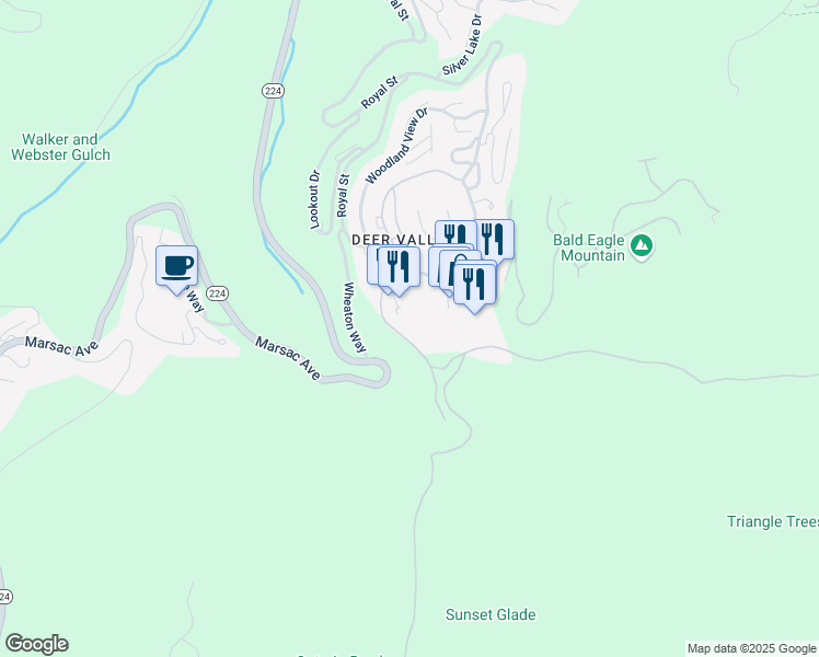 map of restaurants, bars, coffee shops, grocery stores, and more near 7700 Stein Way in Park City