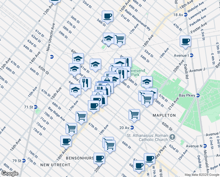 map of restaurants, bars, coffee shops, grocery stores, and more near in Brooklyn