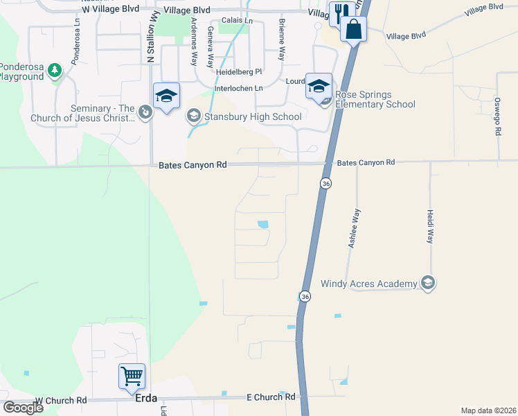 map of restaurants, bars, coffee shops, grocery stores, and more near 291 East Coventry Way in Tooele