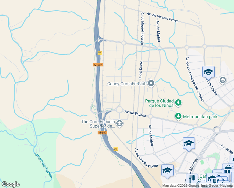 map of restaurants, bars, coffee shops, grocery stores, and more near Calle Margarita Sala in Madrid