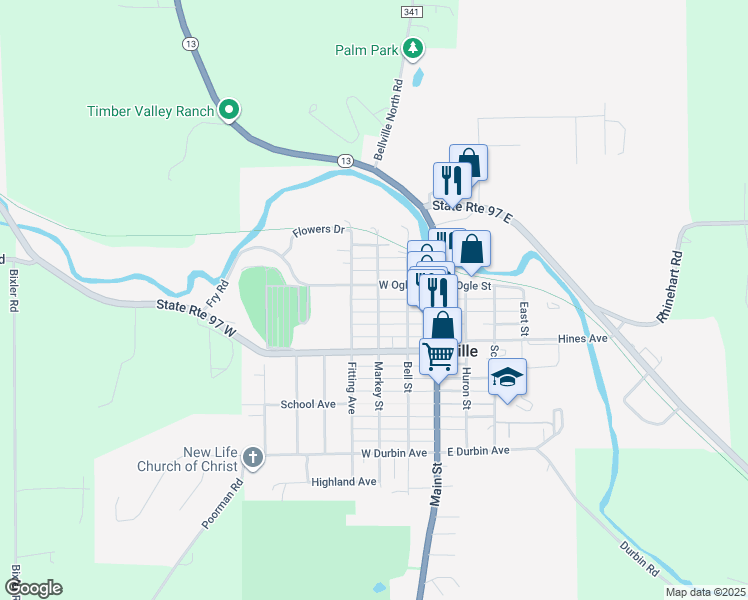 map of restaurants, bars, coffee shops, grocery stores, and more near 89 Markey Street in Bellville