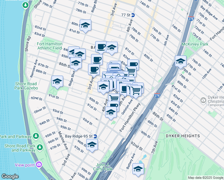 map of restaurants, bars, coffee shops, grocery stores, and more near in Brooklyn