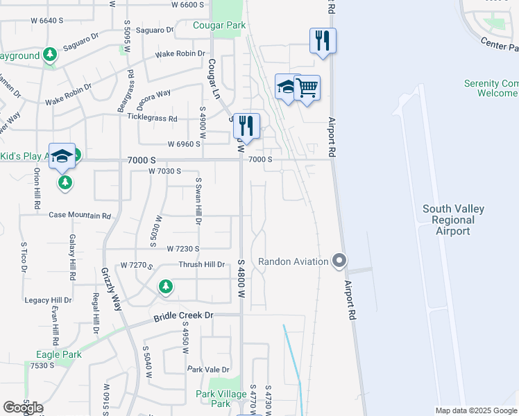 map of restaurants, bars, coffee shops, grocery stores, and more near 7138 Brittany Town Drive in West Jordan