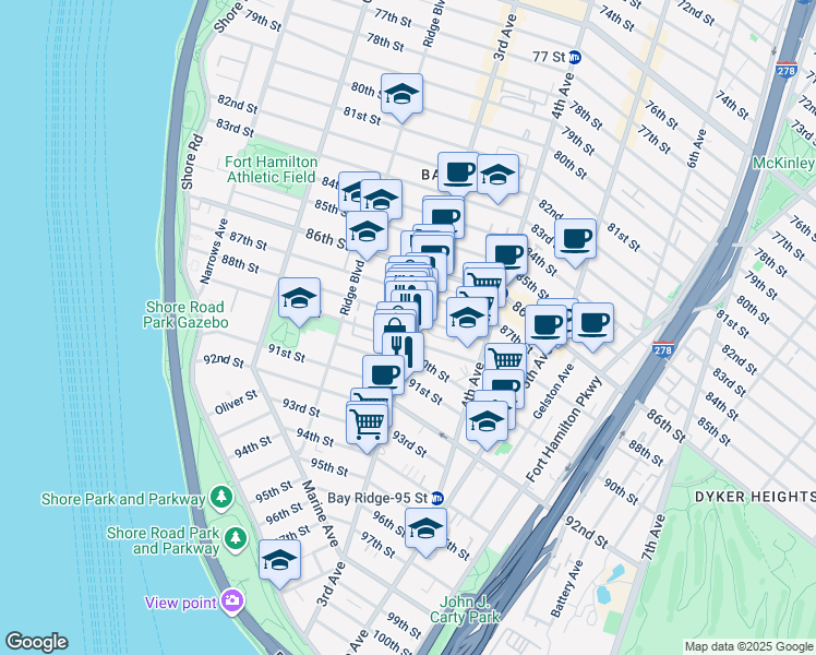 map of restaurants, bars, coffee shops, grocery stores, and more near in Brooklyn