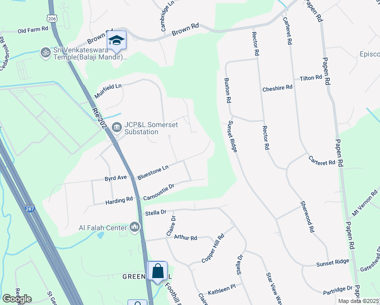 map of restaurants, bars, coffee shops, grocery stores, and more near 853 Bluestone Lane in Bridgewater