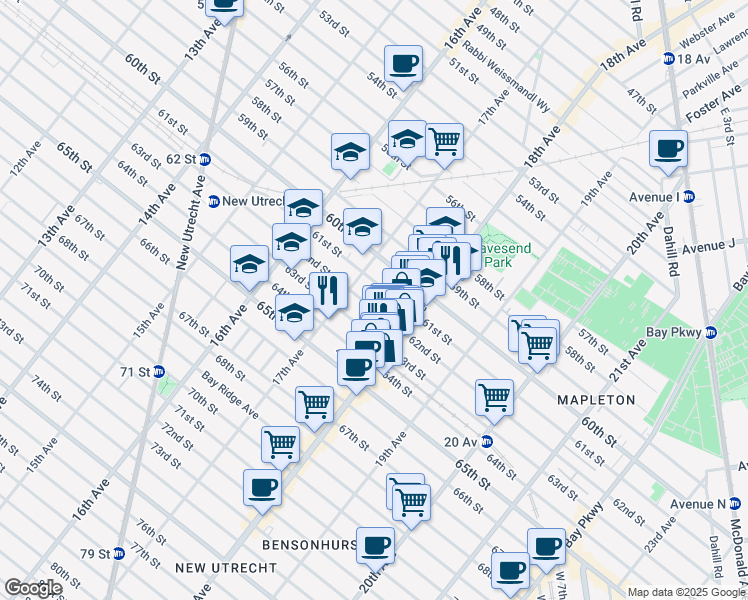 map of restaurants, bars, coffee shops, grocery stores, and more near in Brooklyn