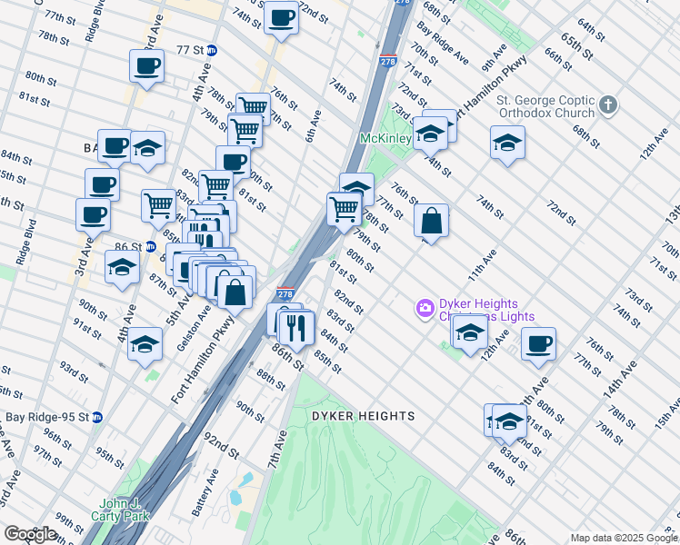 map of restaurants, bars, coffee shops, grocery stores, and more near 926 81 Street in Brooklyn
