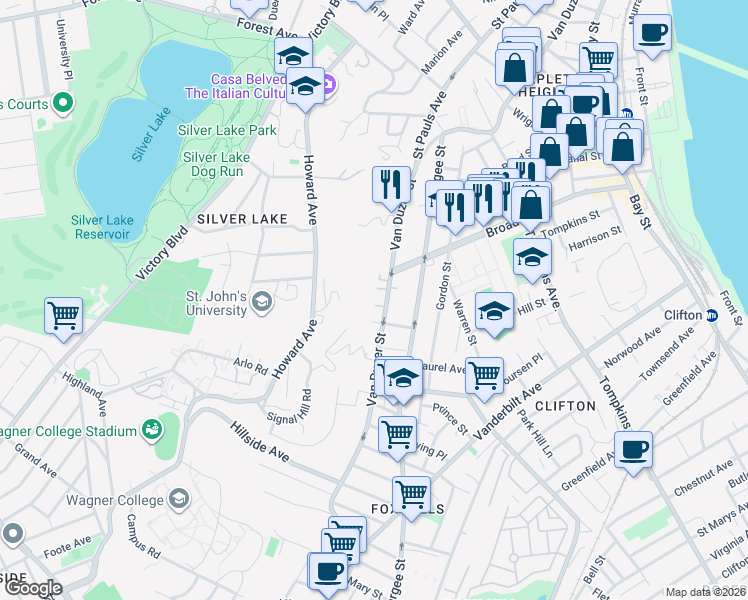 map of restaurants, bars, coffee shops, grocery stores, and more near 30 Maxie Court in Staten Island